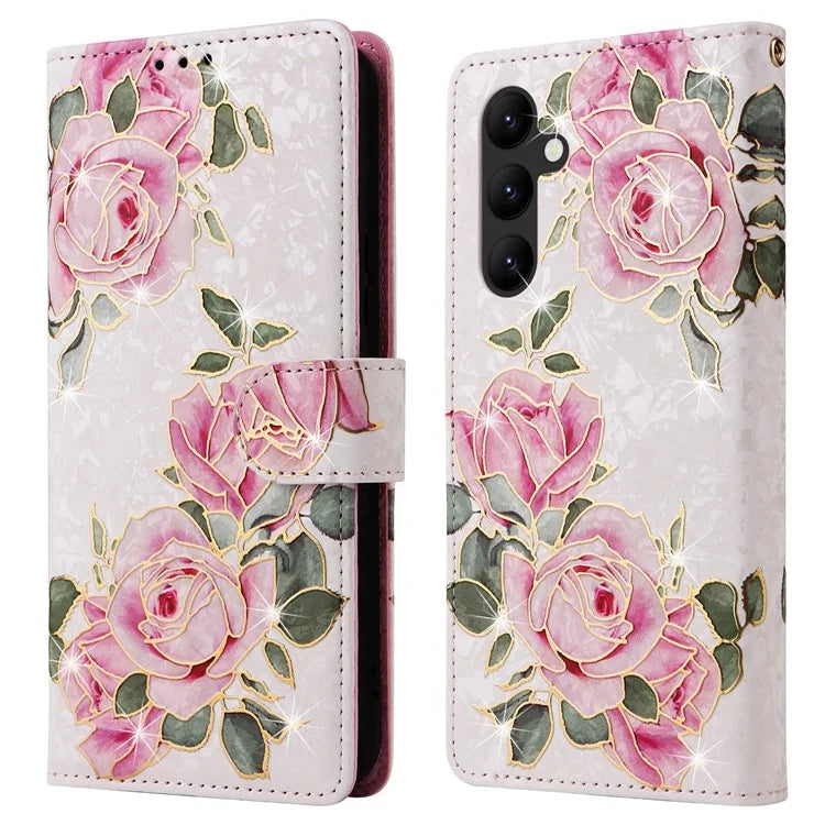 For Samsung Galaxy A34 5G Phone Case RFID Blocking Lacquered Design Flip Stand Cover
