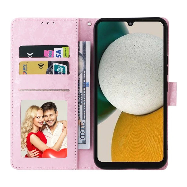 For Samsung Galaxy A34 5G Phone Case RFID Blocking Lacquered Design Flip Stand Cover