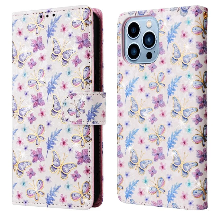 For iPhone 13 Pro Max 6.7 inch Case RFID Blocking Lacquered Design Mobile Phone Cover