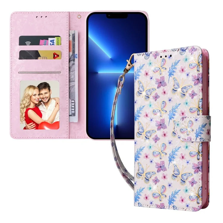 For iPhone 13 Pro Max 6.7 inch Case RFID Blocking Lacquered Design Mobile Phone Cover
