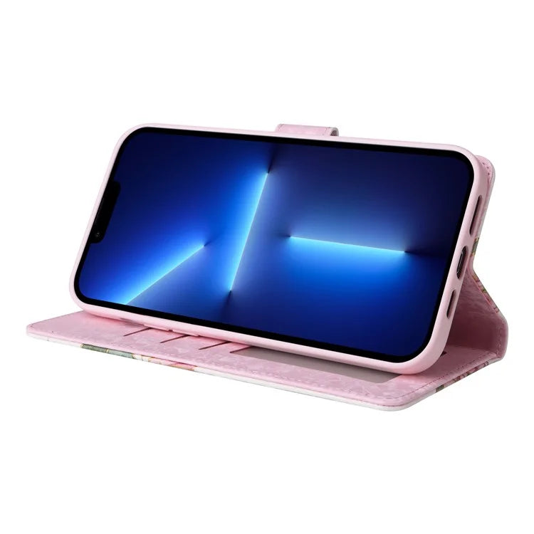 For iPhone 13 Pro Max 6.7 inch Case RFID Blocking Lacquered Design Mobile Phone Cover