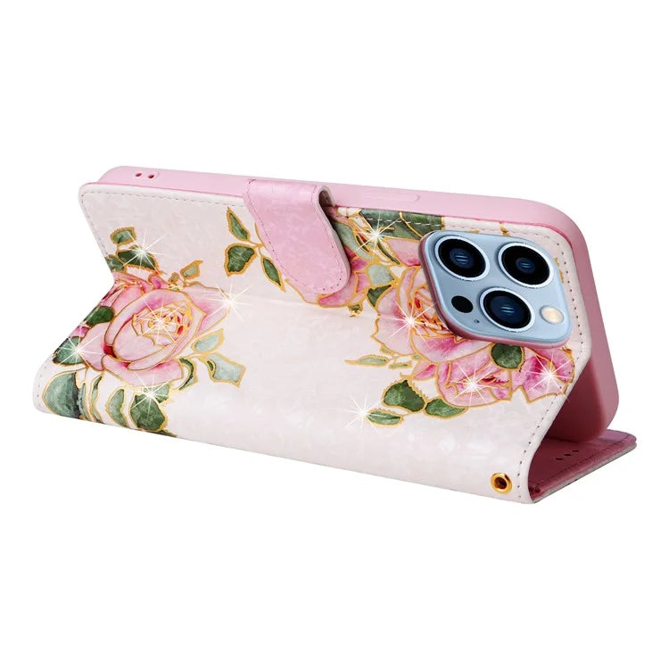 For iPhone 13 Pro Max 6.7 inch Case RFID Blocking Lacquered Design Mobile Phone Cover
