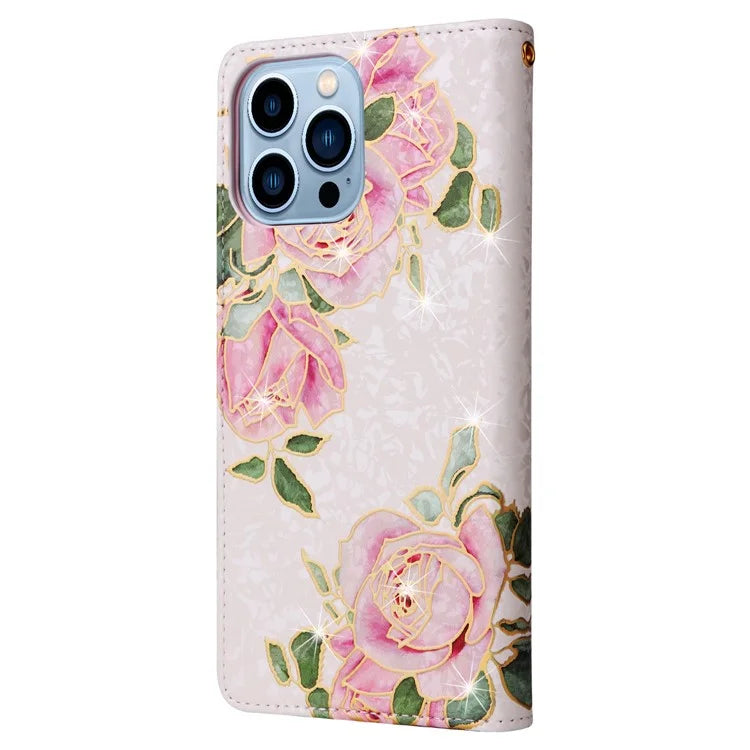 For iPhone 13 Pro Max 6.7 inch Case RFID Blocking Lacquered Design Mobile Phone Cover