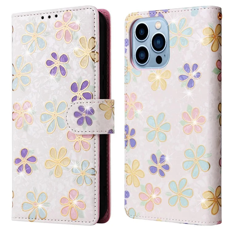 For iPhone 13 Pro Max 6.7 inch Case RFID Blocking Lacquered Design Mobile Phone Cover