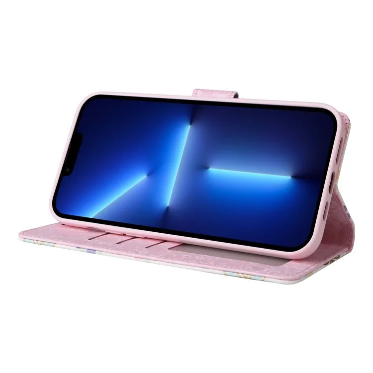 For iPhone 13 Pro Max 6.7 inch Case RFID Blocking Lacquered Design Mobile Phone Cover