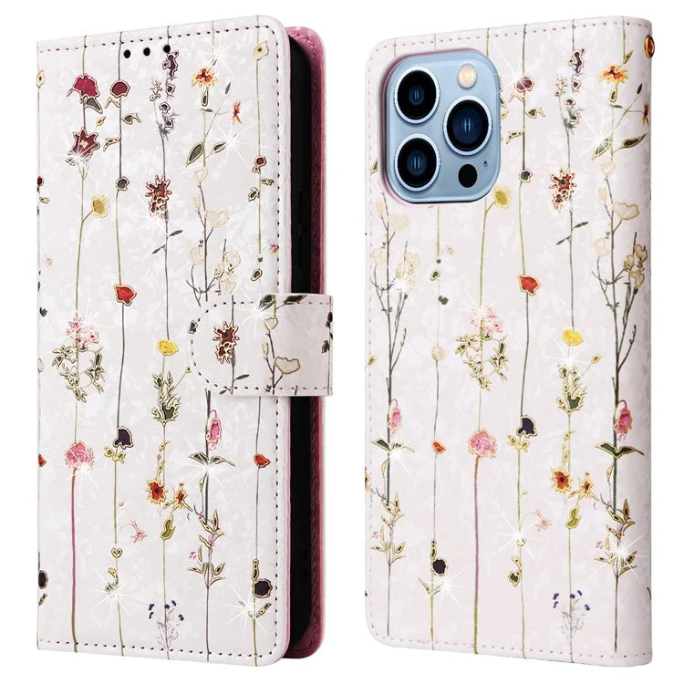 For iPhone 13 Pro Max 6.7 inch Case RFID Blocking Lacquered Design Mobile Phone Cover