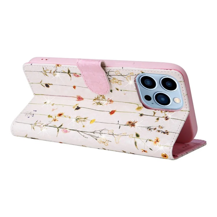 For iPhone 13 Pro Max 6.7 inch Case RFID Blocking Lacquered Design Mobile Phone Cover