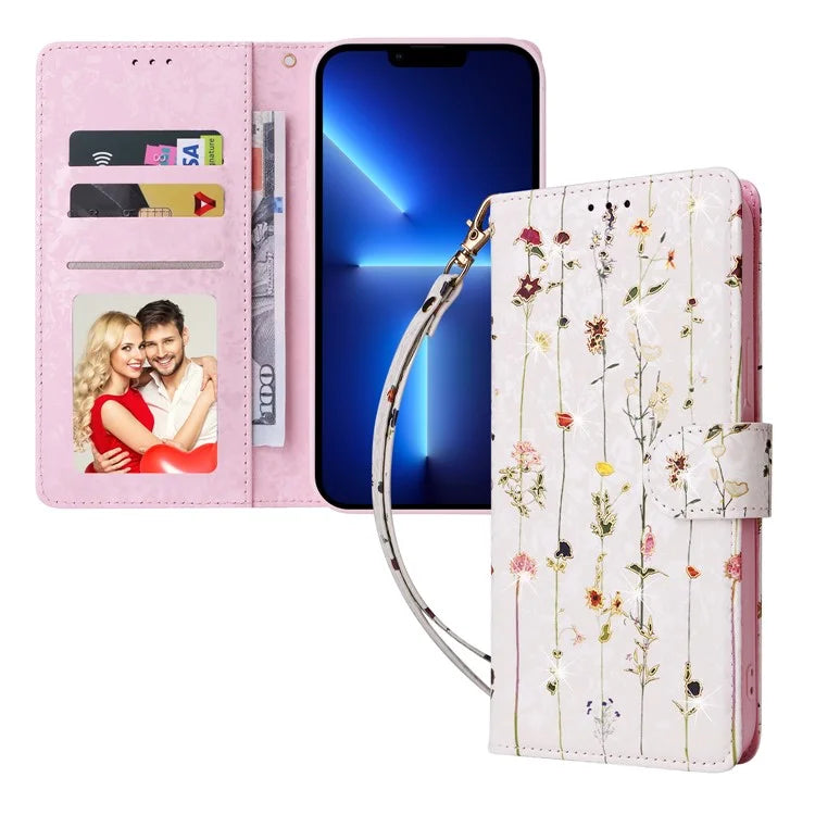 For iPhone 13 Pro Max 6.7 inch Case RFID Blocking Lacquered Design Mobile Phone Cover