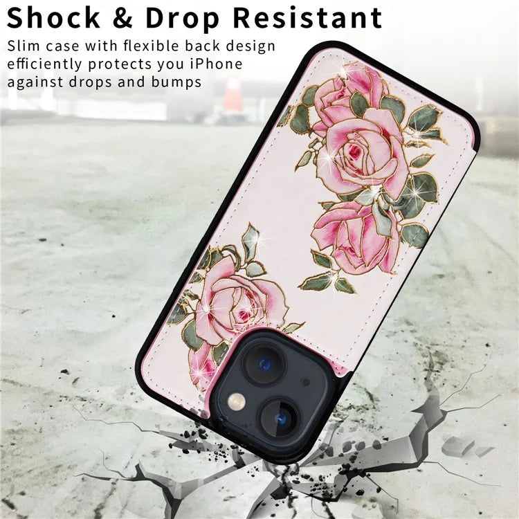 For iPhone 13 6.1 inch Case Kickstand Card Slots Phone Shell