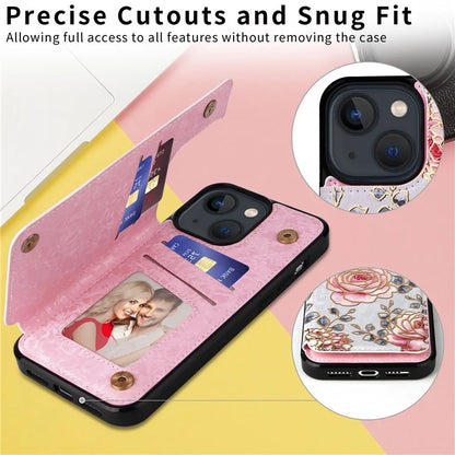 For iPhone 13 6.1 inch Case Kickstand Card Slots Phone Shell