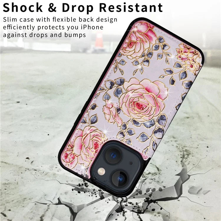 For iPhone 13 6.1 inch Case Kickstand Card Slots Phone Shell