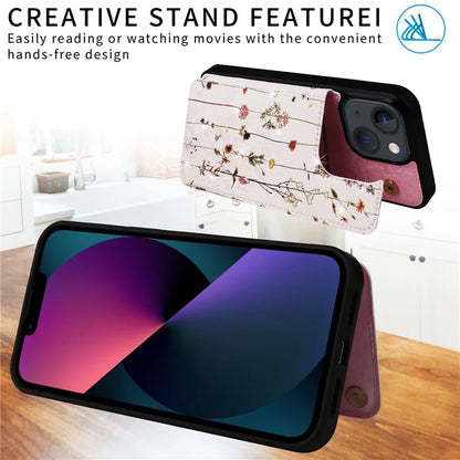 For iPhone 13 6.1 inch Case Kickstand Card Slots Phone Shell