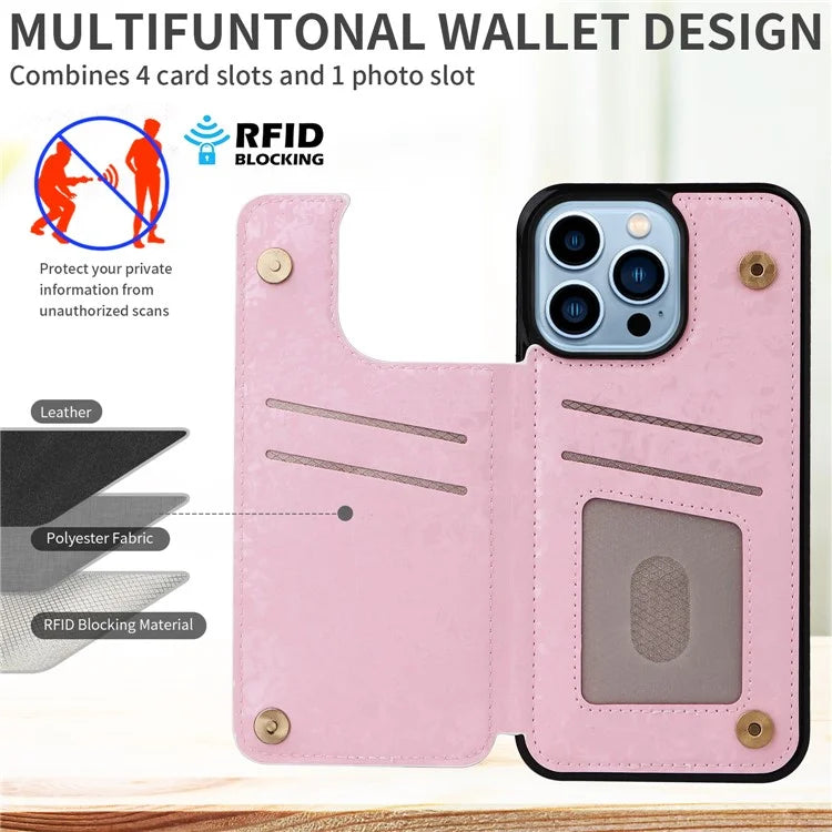 For iPhone 13 Pro Max Case Kickstand Card Slots Anti-Dorp Phone Shell