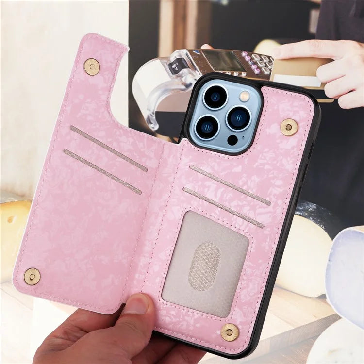 For iPhone 13 Pro Max Case Kickstand Card Slots Anti-Dorp Phone Shell