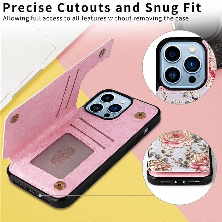 For iPhone 13 Pro Max Case Kickstand Card Slots Anti-Dorp Phone Shell