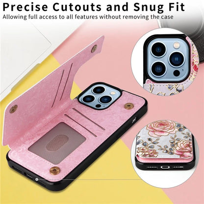 For iPhone 13 Pro Max Case Kickstand Card Slots Anti-Dorp Phone Shell