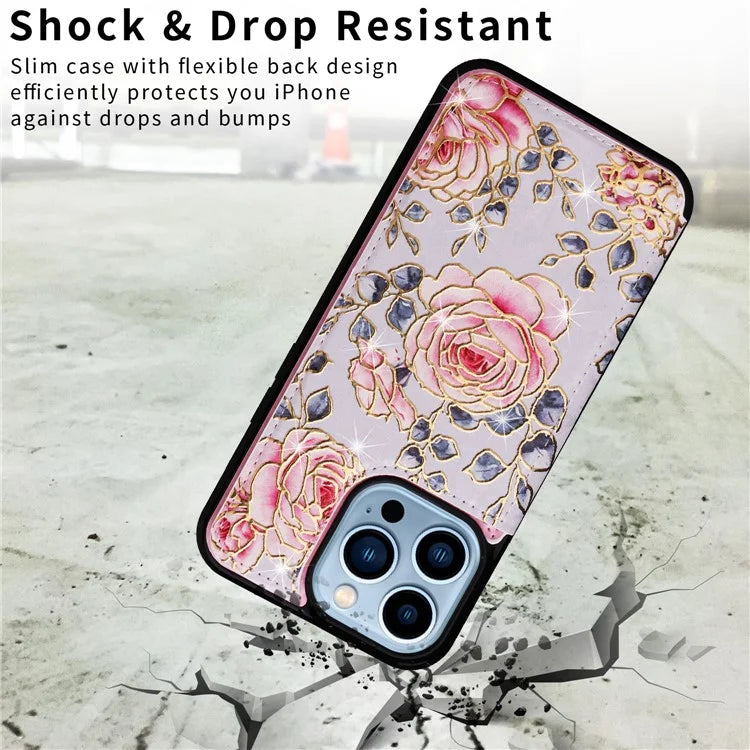 For iPhone 13 Pro Max Case Kickstand Card Slots Anti-Dorp Phone Shell