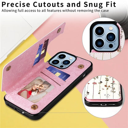 For iPhone 13 Pro Max Case Kickstand Card Slots Anti-Dorp Phone Shell
