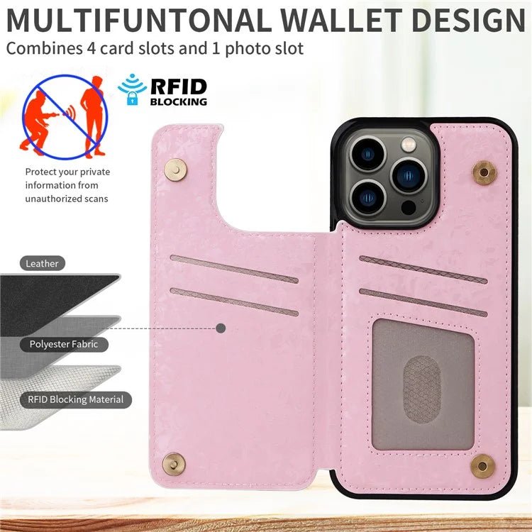 For iPhone 13 Pro Kickstand Case Card Slots Anti-Scratch Phone Shell