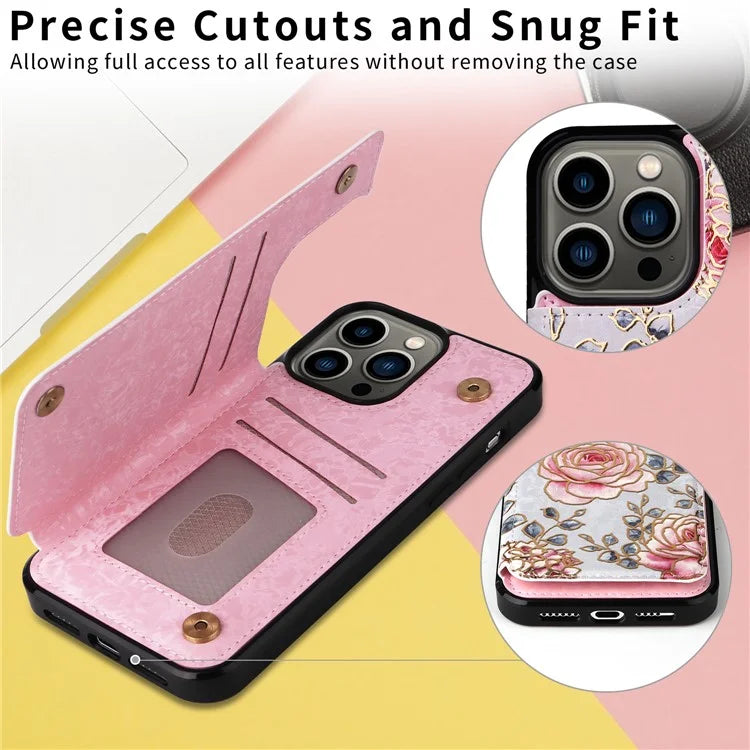 For iPhone 13 Pro Kickstand Case Card Slots Anti-Scratch Phone Shell
