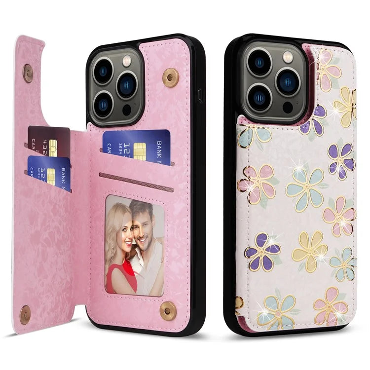 For iPhone 13 Pro Kickstand Case Card Slots Anti-Scratch Phone Shell