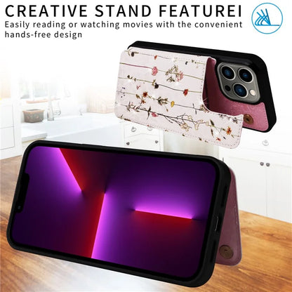 For iPhone 13 Pro Kickstand Case Card Slots Anti-Scratch Phone Shell