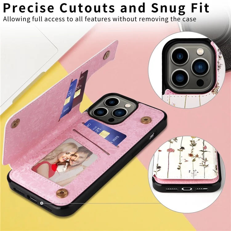 For iPhone 13 Pro Kickstand Case Card Slots Anti-Scratch Phone Shell