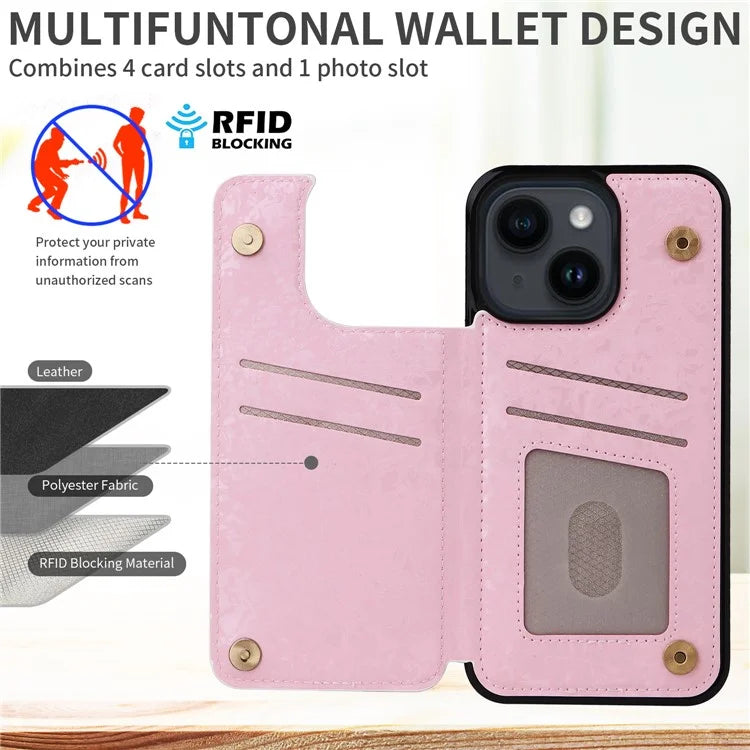For iPhone 14 Case Pattern Printing Card Slots Phone Shell with Kickstand