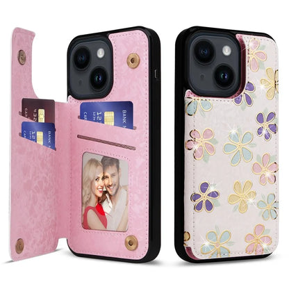For iPhone 14 Case Pattern Printing Card Slots Phone Shell with Kickstand