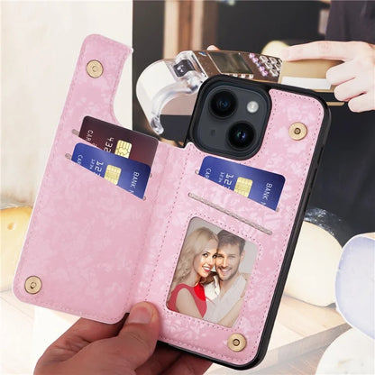For iPhone 14 Case Pattern Printing Card Slots Phone Shell with Kickstand