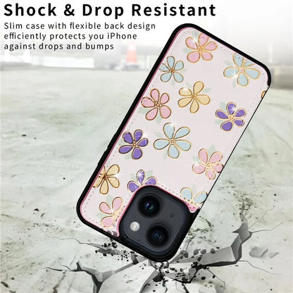 For iPhone 14 Case Pattern Printing Card Slots Phone Shell with Kickstand