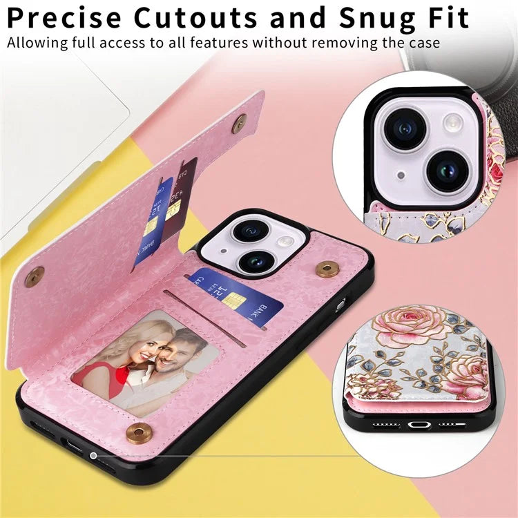 For iPhone 14 Plus Kickstand Case Protective Card Slots Phone Shell