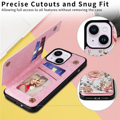 For iPhone 14 Plus Kickstand Case Protective Card Slots Phone Shell