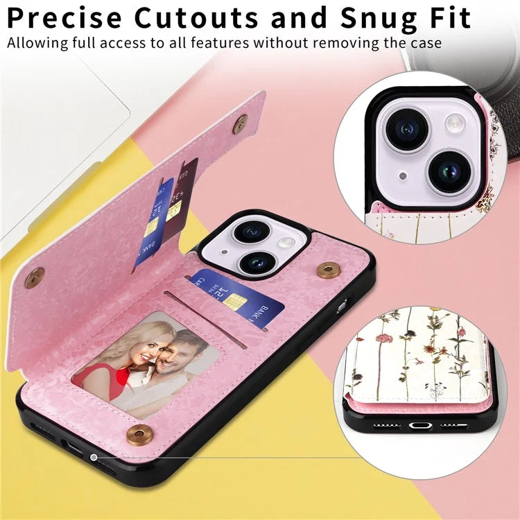 For iPhone 14 Plus Kickstand Case Protective Card Slots Phone Shell