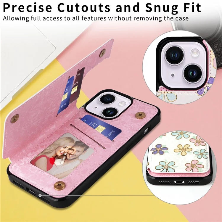For iPhone 14 Plus Kickstand Case Protective Card Slots Phone Shell