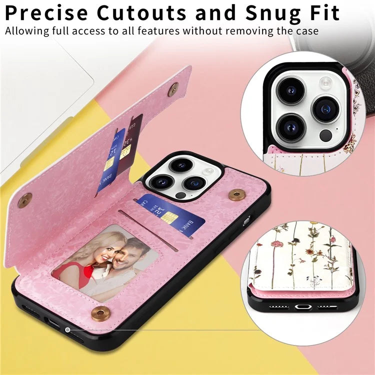 For iPhone 14 Pro Case Card Slots kickstand Bump Proof Smart Phone Shell