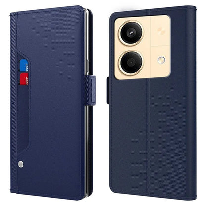 For Xiaomi Poco X6 Neo 5G / Redmi Note 13R Pro 5G Leather Case Card Slot Bump Proof Phone Cover with Mirror