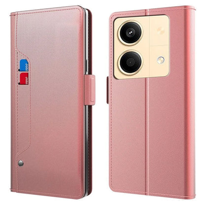 For Xiaomi Poco X6 Neo 5G / Redmi Note 13R Pro 5G Leather Case Card Slot Bump Proof Phone Cover with Mirror