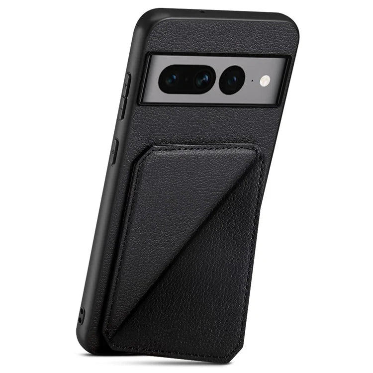 For Google Pixel 7 Pro 5G Kickstand Case Card Holder PU+PC+TPU Cell Phone Shell