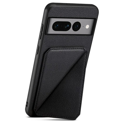 For Google Pixel 7 Pro 5G Kickstand Case Card Holder PU+PC+TPU Cell Phone Shell