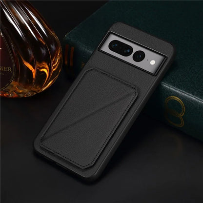 For Google Pixel 7 Pro 5G Kickstand Case Card Holder PU+PC+TPU Cell Phone Shell