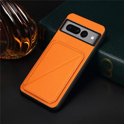 For Google Pixel 7 Pro 5G Kickstand Case Card Holder PU+PC+TPU Cell Phone Shell