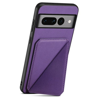 For Google Pixel 7 Pro 5G Kickstand Case Card Holder PU+PC+TPU Cell Phone Shell