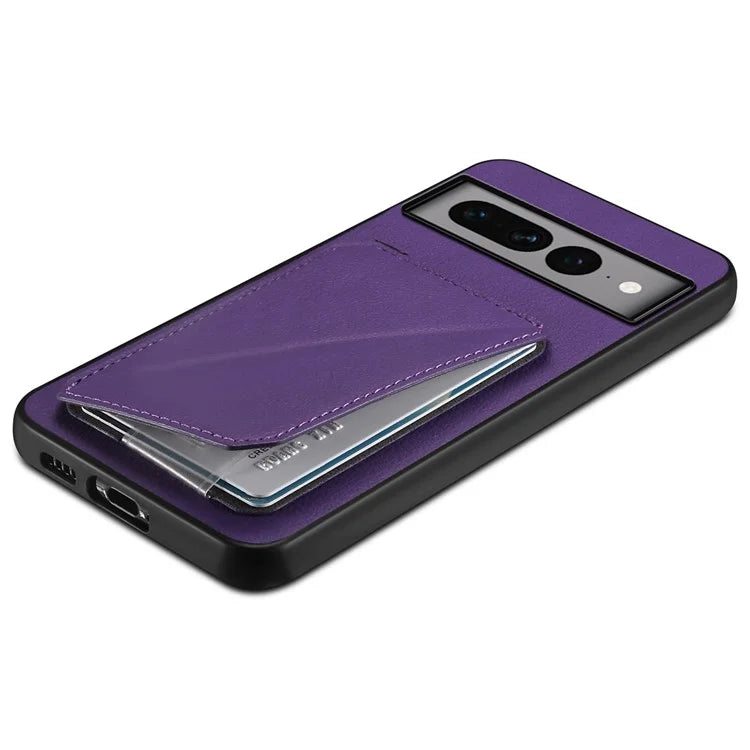 For Google Pixel 7 Pro 5G Kickstand Case Card Holder PU+PC+TPU Cell Phone Shell