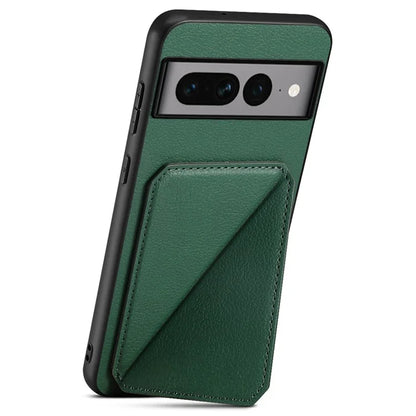 For Google Pixel 7 Pro 5G Kickstand Case Card Holder PU+PC+TPU Cell Phone Shell