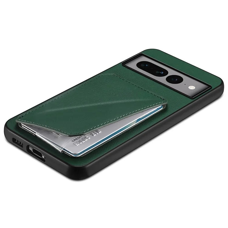 For Google Pixel 7 Pro 5G Kickstand Case Card Holder PU+PC+TPU Cell Phone Shell