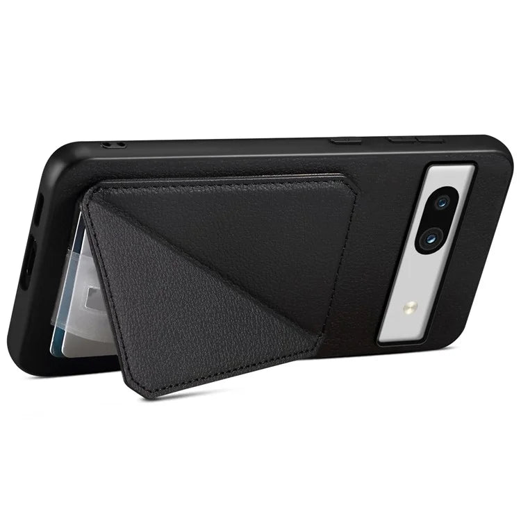 For Google Pixel 7a Case PU Leather+PC+TPU Hidden Back Card Holder Phone Cover