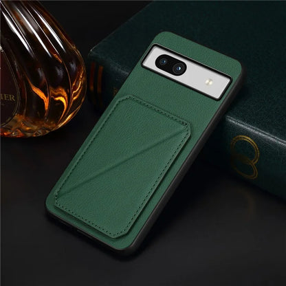 For Google Pixel 7a Case PU Leather+PC+TPU Hidden Back Card Holder Phone Cover