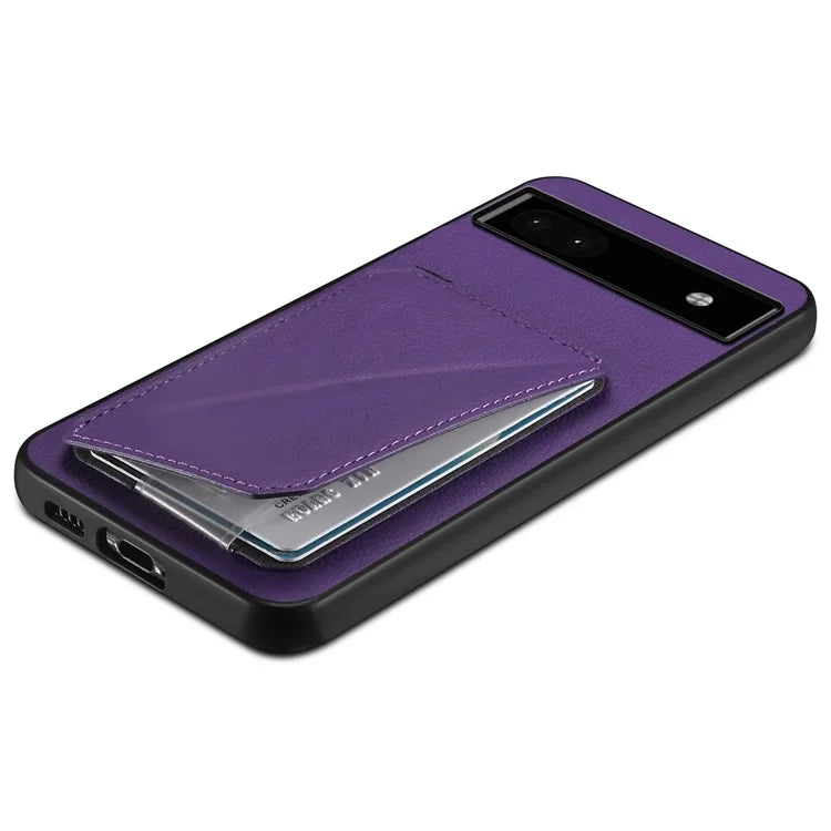 For Google Pixel 6a Case Kickstand Leather+PC+TPU Cell Phone Case with Card Holder