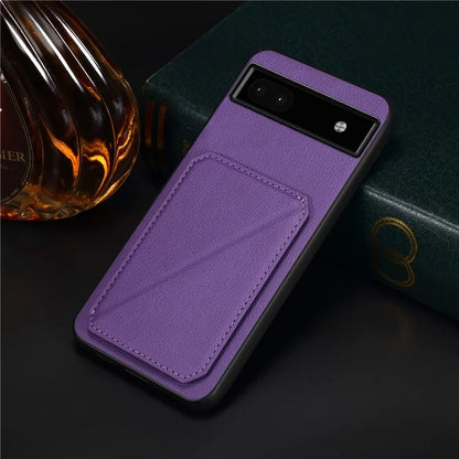 For Google Pixel 6a Case Kickstand Leather+PC+TPU Cell Phone Case with Card Holder